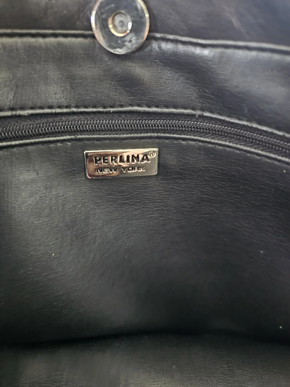 Vintage Perlina New York Black Leather Softside Briefcase Business Tote Unisex